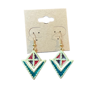 Vibrant Gold and Multicolor Hook Earrings